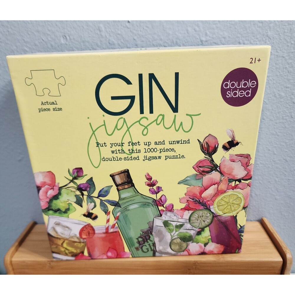Gin Double Sided 1000 Piece Jigsaw Puzzle With Poster And 4 Recipes 28" X 19"